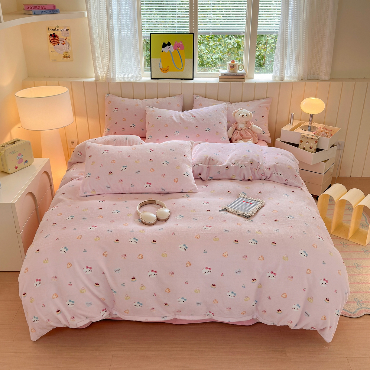 91家纺网 家纺一手货源 找家纺 丽美人家纺 （全尺寸不缺货）2025新款双面高克重牛奶绒被套单件被罩 可爱小猫