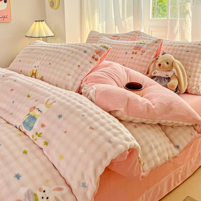 91家纺网 家纺一手货源 找家纺 （总）润肤居 2025新款保暖舒适亲肤牛奶绒泡泡四件套