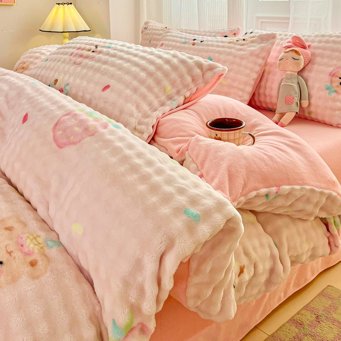 91家纺网 家纺一手货源 找家纺 （总）润肤居 2025新款保暖舒适亲肤牛奶绒泡泡四件套