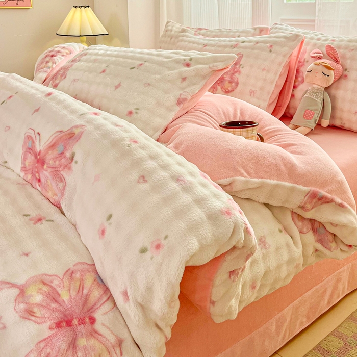 91家纺网 家纺一手货源 找家纺 （总）润肤居 2025新款保暖舒适亲肤牛奶绒泡泡四件套