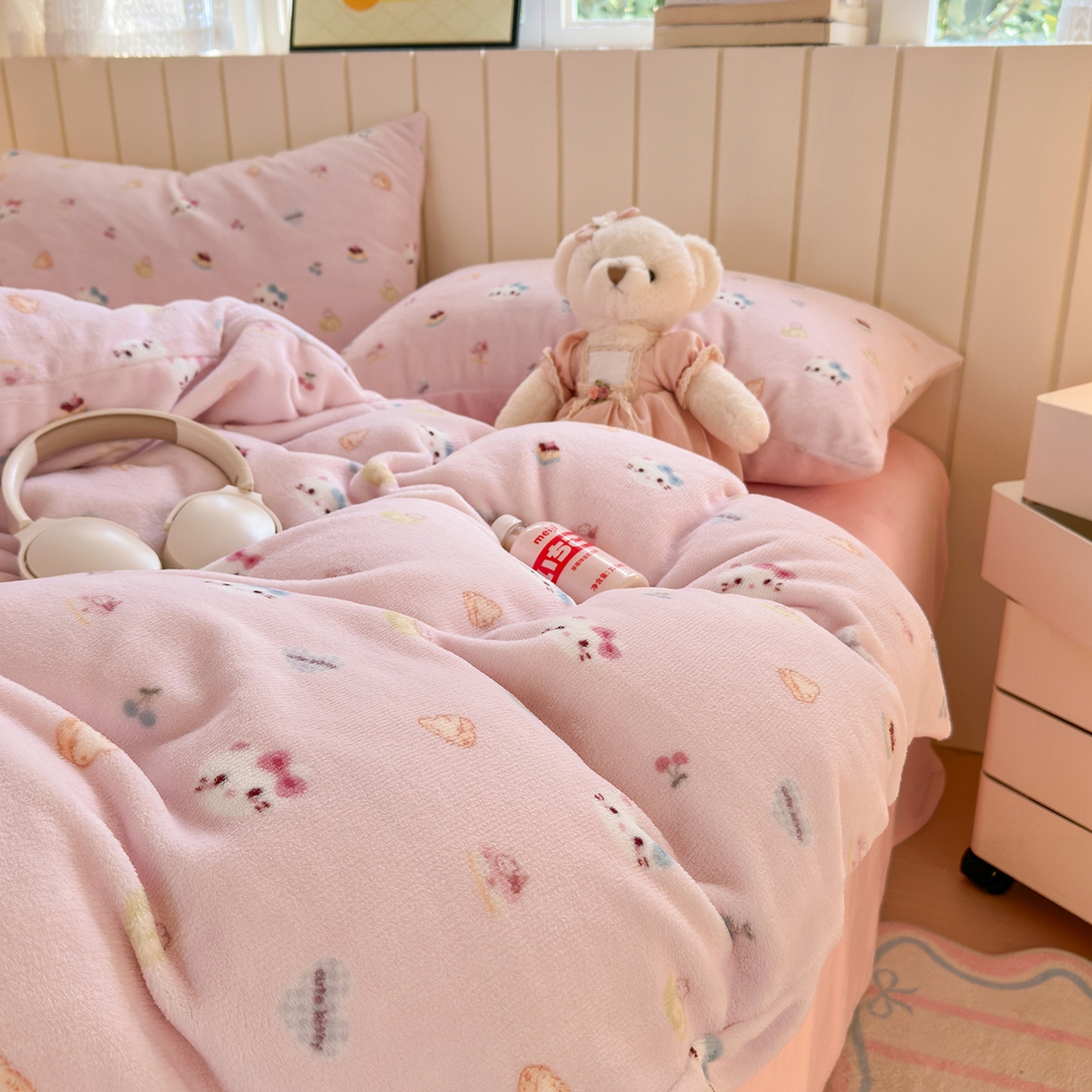 91家纺网 家纺一手货源 找家纺 丽美人家纺 （全尺寸不缺货）2025新款双面高克重牛奶绒被套单件被罩 可爱小猫