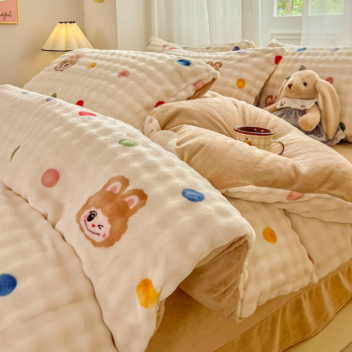 91家纺网 家纺一手货源 找家纺 （总）润肤居 2025新款保暖舒适亲肤牛奶绒泡泡四件套