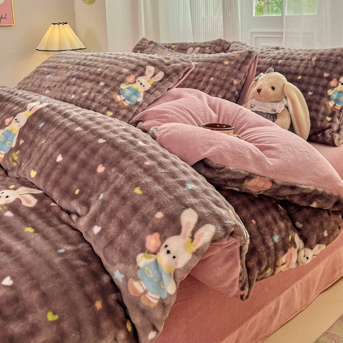 91家纺网 家纺一手货源 找家纺 （总）润肤居 2025新款保暖舒适亲肤牛奶绒泡泡四件套