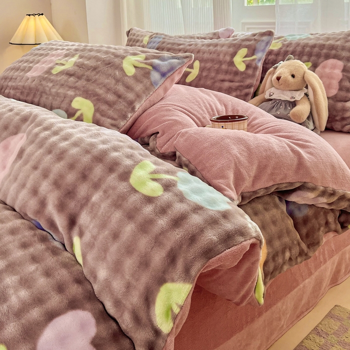 91家纺网 家纺一手货源 找家纺 （总）润肤居 2025新款保暖舒适亲肤牛奶绒泡泡四件套