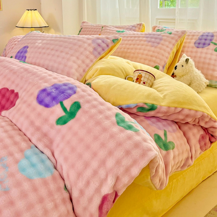 91家纺网 家纺一手货源 找家纺 （总）润肤居 2025新款保暖舒适亲肤牛奶绒泡泡四件套