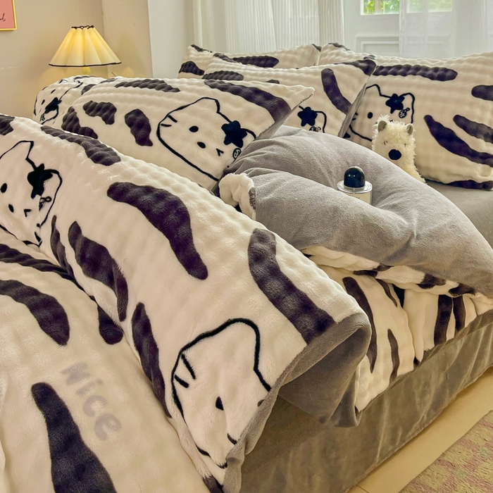 91家纺网 家纺一手货源 找家纺 （总）润肤居 2025新款保暖舒适亲肤牛奶绒泡泡四件套