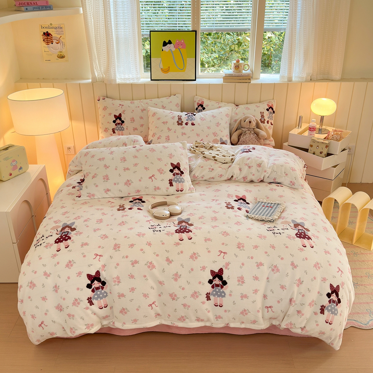 91家纺网 家纺一手货源 找家纺 丽美人家纺 （全尺寸不缺货）2025新款双面高克重牛奶绒被套单件被罩 玫瑰女孩