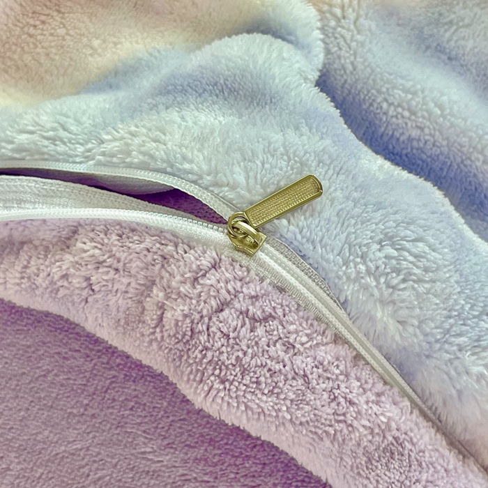 91家纺网 家纺一手货源 找家纺 润肤居 2025新款保暖舒适亲肤牛奶绒泡泡四件套 彩虹爱心紫