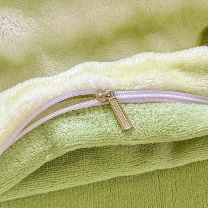 91家纺网 家纺一手货源 找家纺 润肤居 2025新款保暖舒适亲肤牛奶绒泡泡四件套 鸡心绿