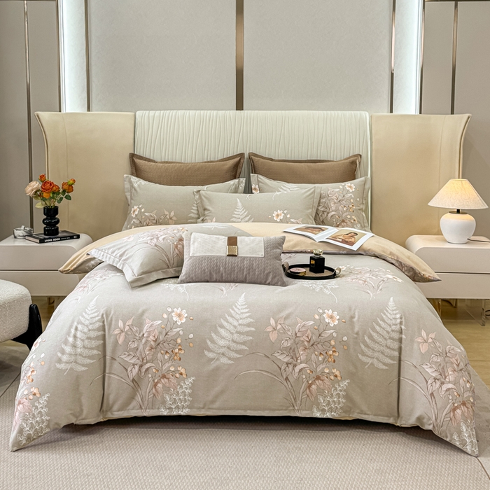 91家纺网 家纺一手货源 找家纺 凌鼎 2025新款喷气加厚磨毛四件套系列1 古韵佳人-咖