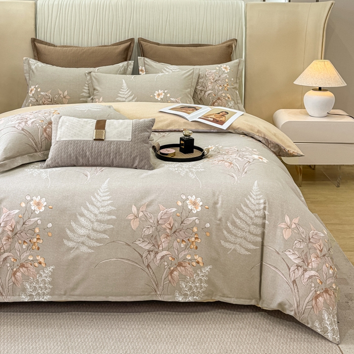 91家纺网 家纺一手货源 找家纺 凌鼎 2025新款喷气加厚磨毛四件套系列1 古韵佳人-咖