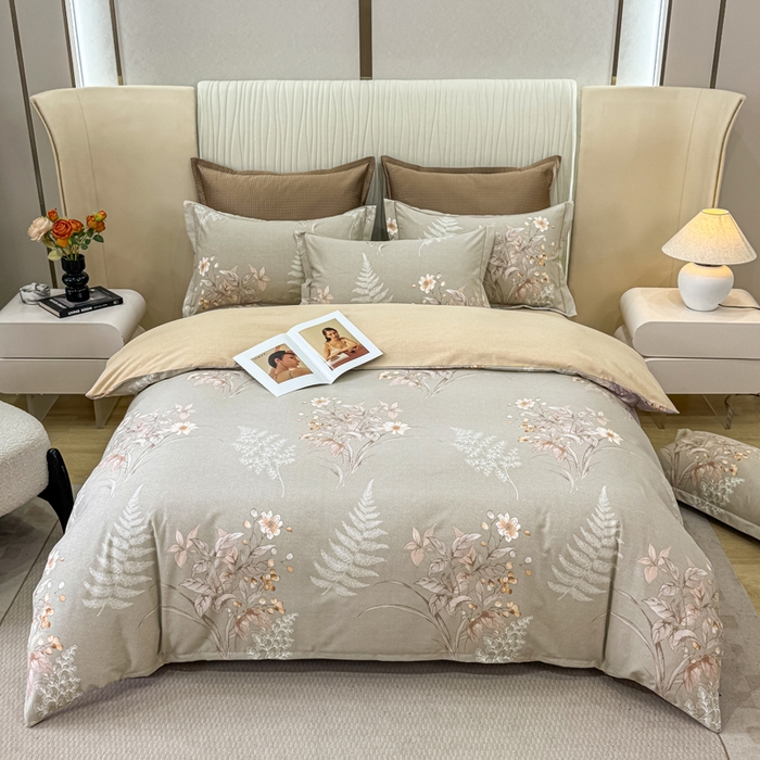 凌鼎 2025新款喷气加厚磨毛四件套系列1 古韵佳人-咖