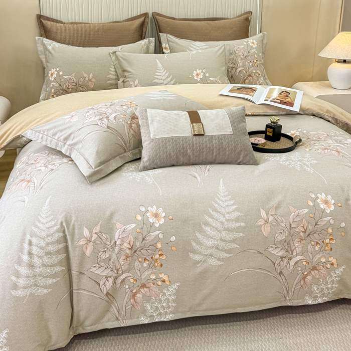 91家纺网 家纺一手货源 找家纺 凌鼎 2025新款喷气加厚磨毛四件套系列1 古韵佳人-咖