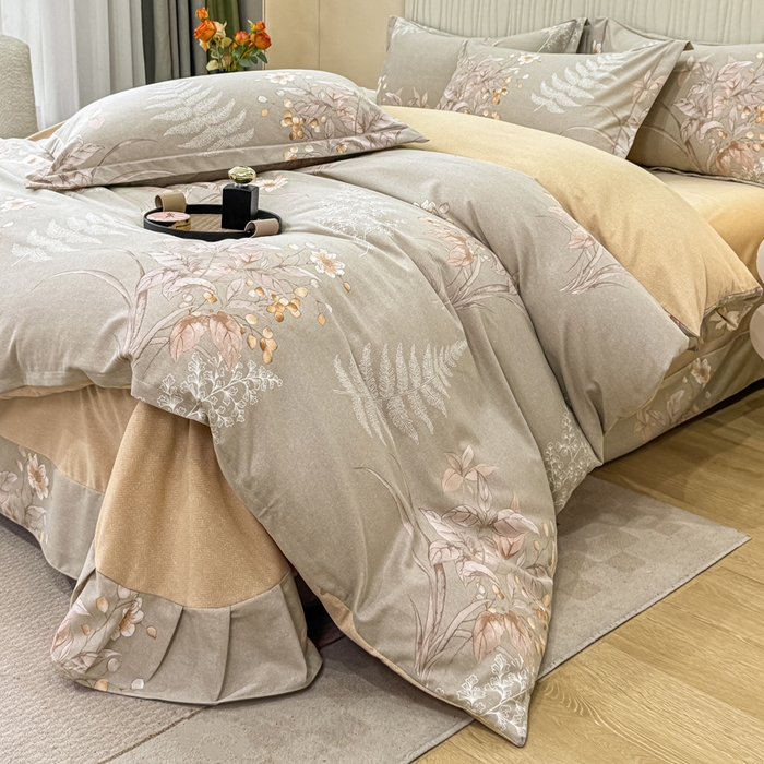 91家纺网 家纺一手货源 找家纺 凌鼎 2025新款喷气加厚磨毛四件套系列1 古韵佳人-咖