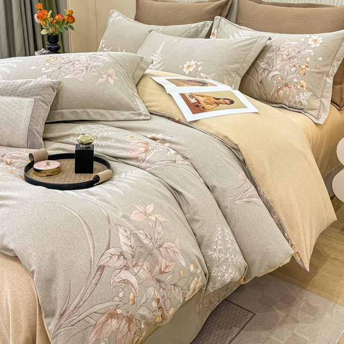 91家纺网 家纺一手货源 找家纺 凌鼎 2025新款喷气加厚磨毛四件套系列1 古韵佳人-咖