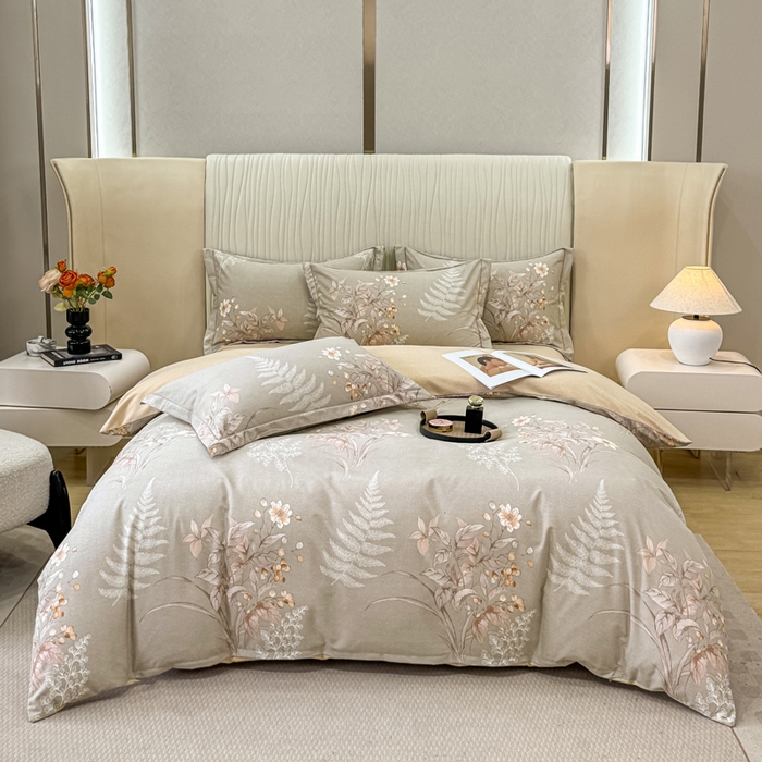 91家纺网 家纺一手货源 找家纺 凌鼎 2025新款喷气加厚磨毛四件套系列1 古韵佳人-咖