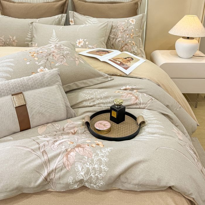 91家纺网 家纺一手货源 找家纺 凌鼎 2025新款喷气加厚磨毛四件套系列1 古韵佳人-咖