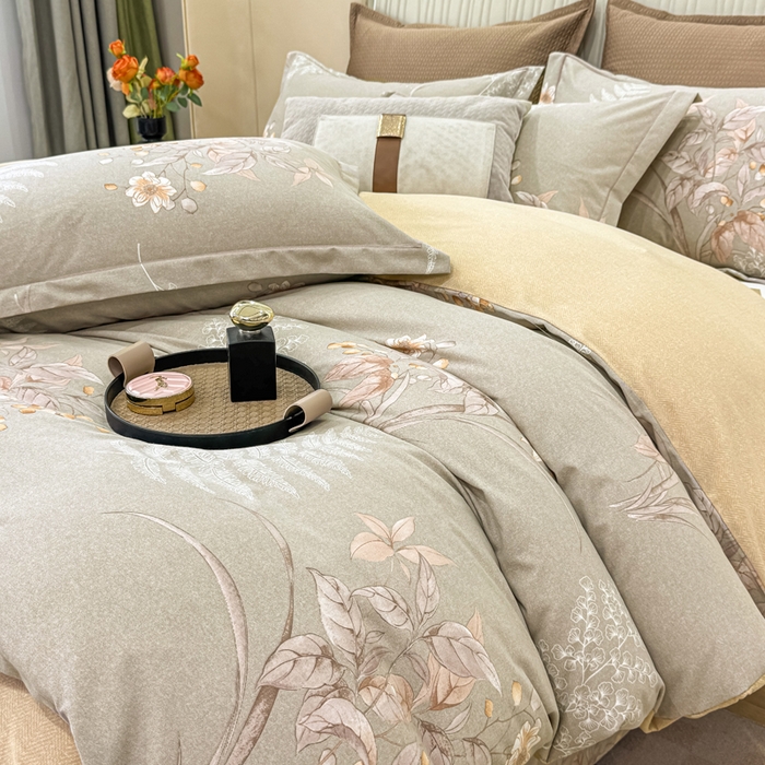 91家纺网 家纺一手货源 找家纺 凌鼎 2025新款喷气加厚磨毛四件套系列1 古韵佳人-咖