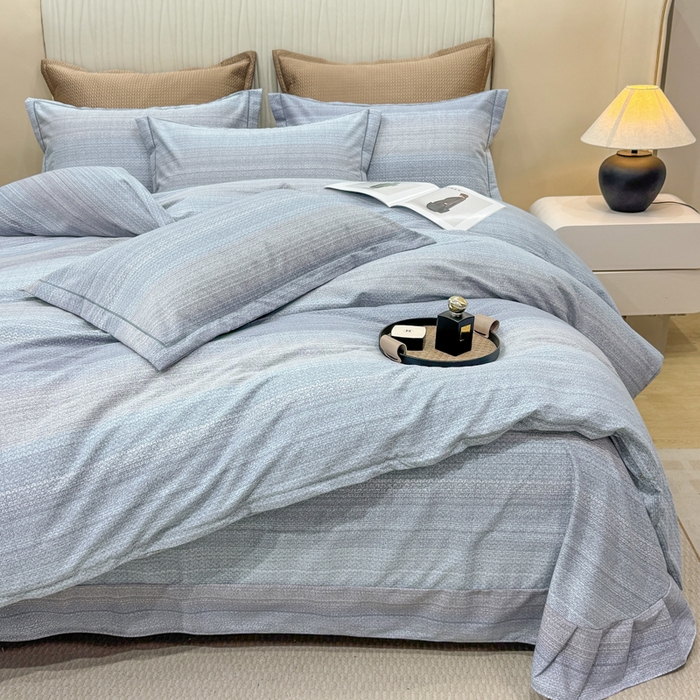 91家纺网 家纺一手货源 找家纺 凌鼎 2025新款喷气加厚磨毛四件套系列1 伦敦假日蓝