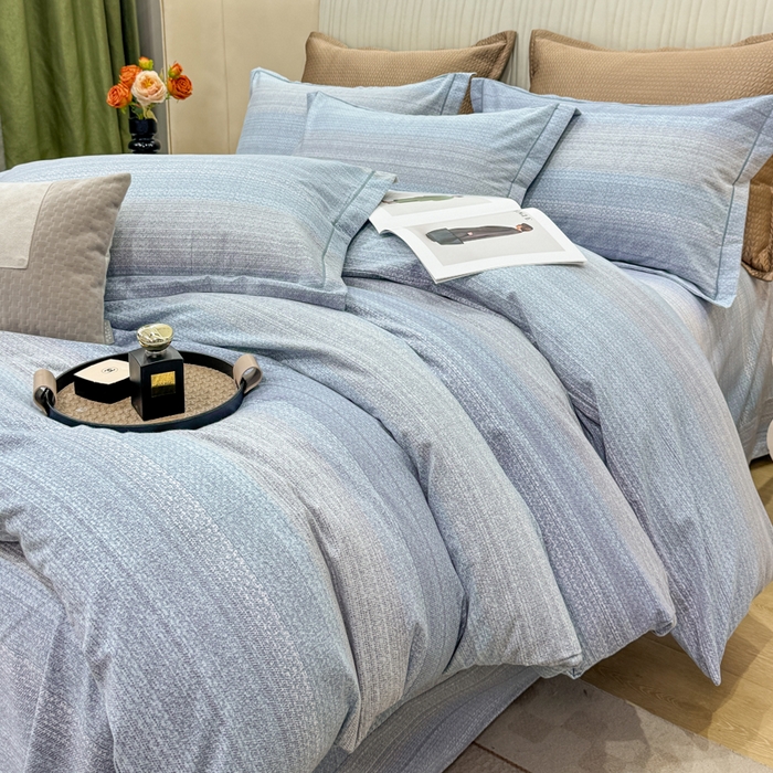 91家纺网 家纺一手货源 找家纺 凌鼎 2025新款喷气加厚磨毛四件套系列1 伦敦假日蓝