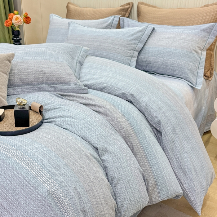 91家纺网 家纺一手货源 找家纺 凌鼎 2025新款喷气加厚磨毛四件套系列1 伦敦假日蓝