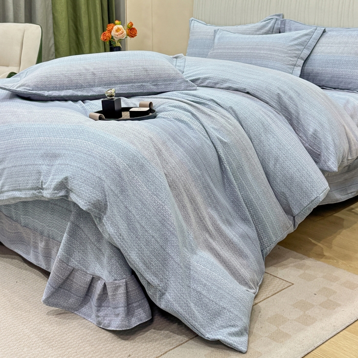 91家纺网 家纺一手货源 找家纺 凌鼎 2025新款喷气加厚磨毛四件套系列1 伦敦假日蓝