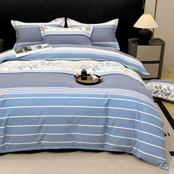 91家纺网 家纺一手货源 找家纺 凌鼎 2025新款喷气加厚磨毛四件套系列1 威廉蓝