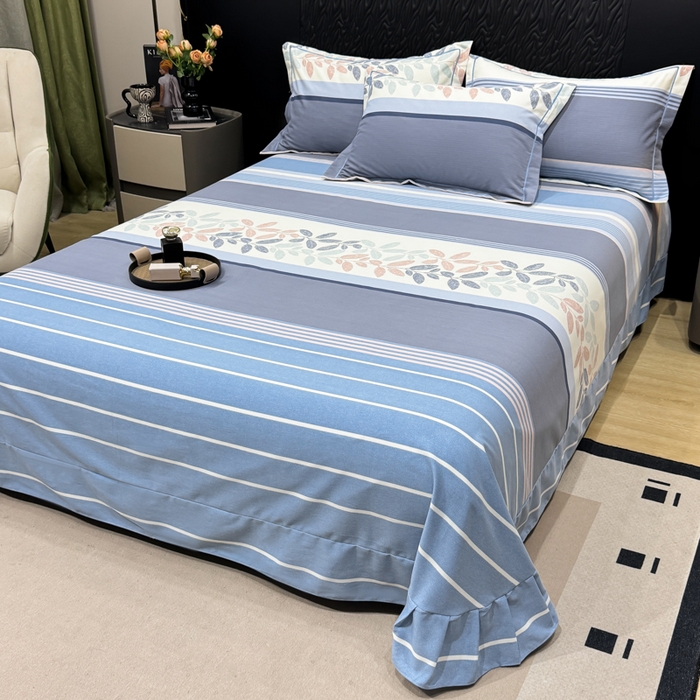 91家纺网 家纺一手货源 找家纺 凌鼎 2025新款喷气加厚磨毛四件套系列1 威廉蓝