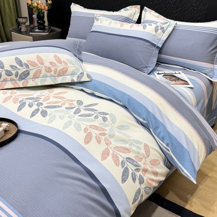 91家纺网 家纺一手货源 找家纺 凌鼎 2025新款喷气加厚磨毛四件套系列1 威廉蓝