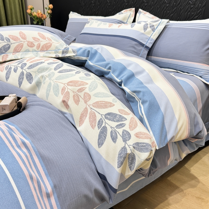 91家纺网 家纺一手货源 找家纺 凌鼎 2025新款喷气加厚磨毛四件套系列1 威廉蓝