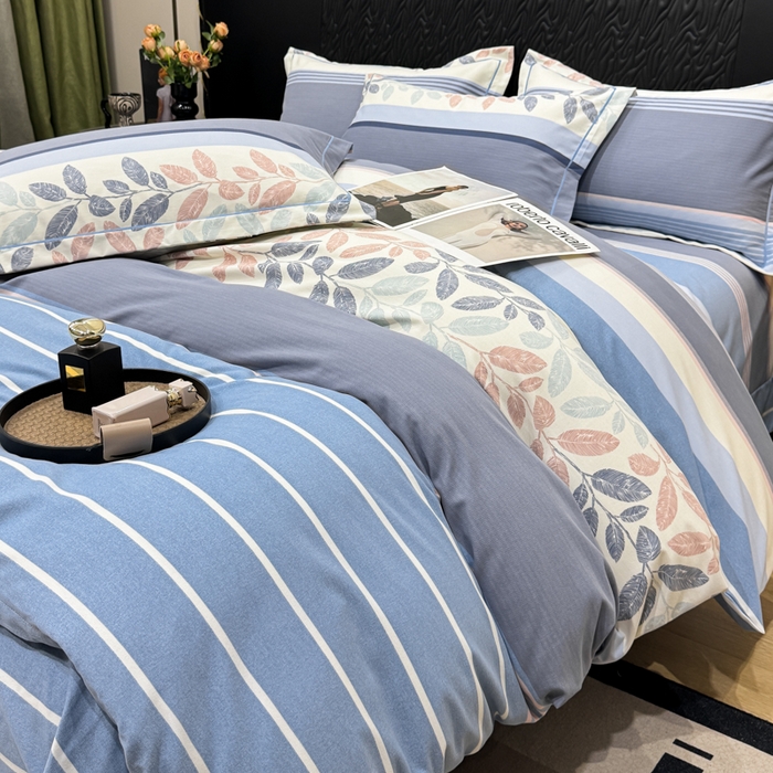 91家纺网 家纺一手货源 找家纺 凌鼎 2025新款喷气加厚磨毛四件套系列1 威廉蓝