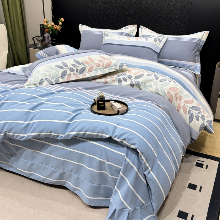 91家纺网 家纺一手货源 找家纺 凌鼎 2025新款喷气加厚磨毛四件套系列1 威廉蓝