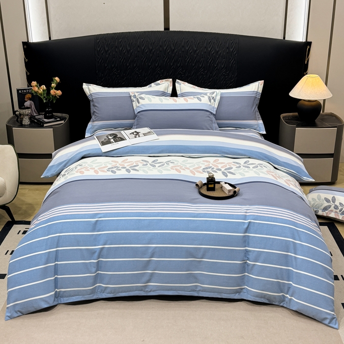 91家纺网 家纺一手货源 找家纺 凌鼎 2025新款喷气加厚磨毛四件套系列1 威廉蓝