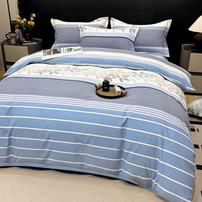 91家纺网 家纺一手货源 找家纺 凌鼎 2025新款喷气加厚磨毛四件套系列1 威廉蓝