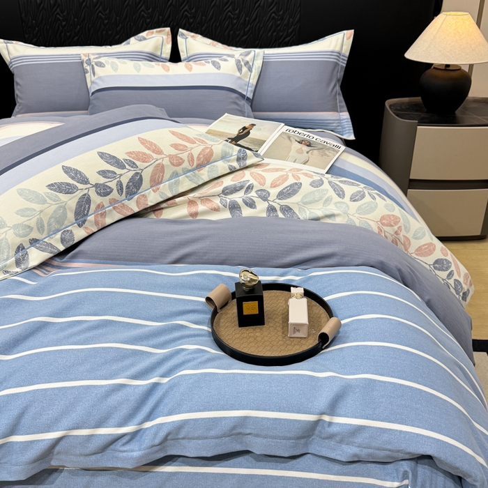 91家纺网 家纺一手货源 找家纺 凌鼎 2025新款喷气加厚磨毛四件套系列1 威廉蓝