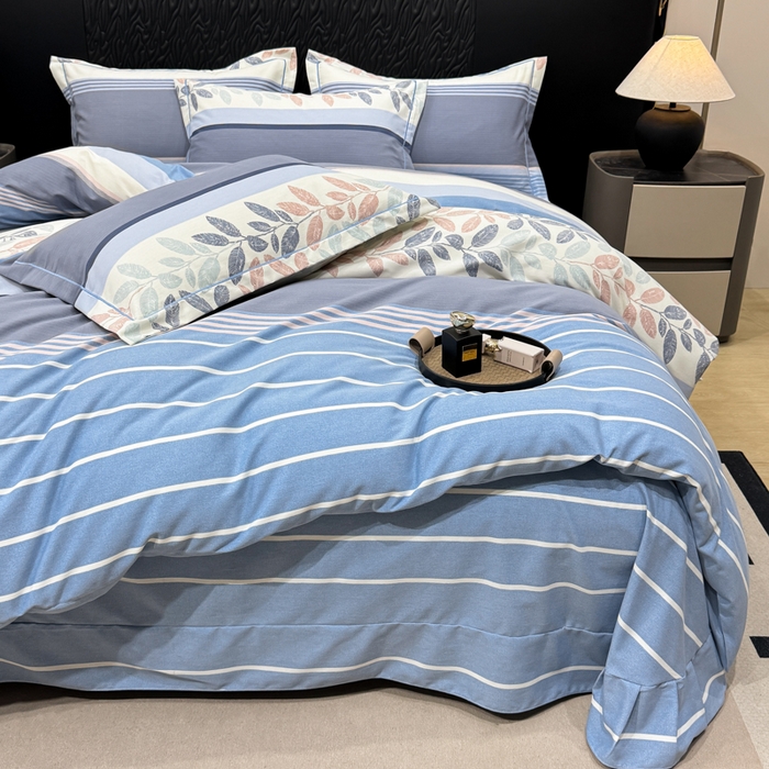 91家纺网 家纺一手货源 找家纺 凌鼎 2025新款喷气加厚磨毛四件套系列1 威廉蓝