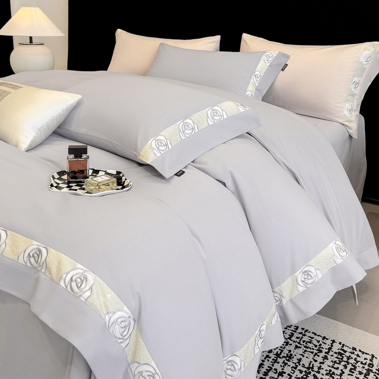 91家纺网 家纺一手货源 找家纺 （总）冬季新款A类长绒棉加厚磨毛全棉纯棉保暖刺绣高端轻奢风被套床单床上用品