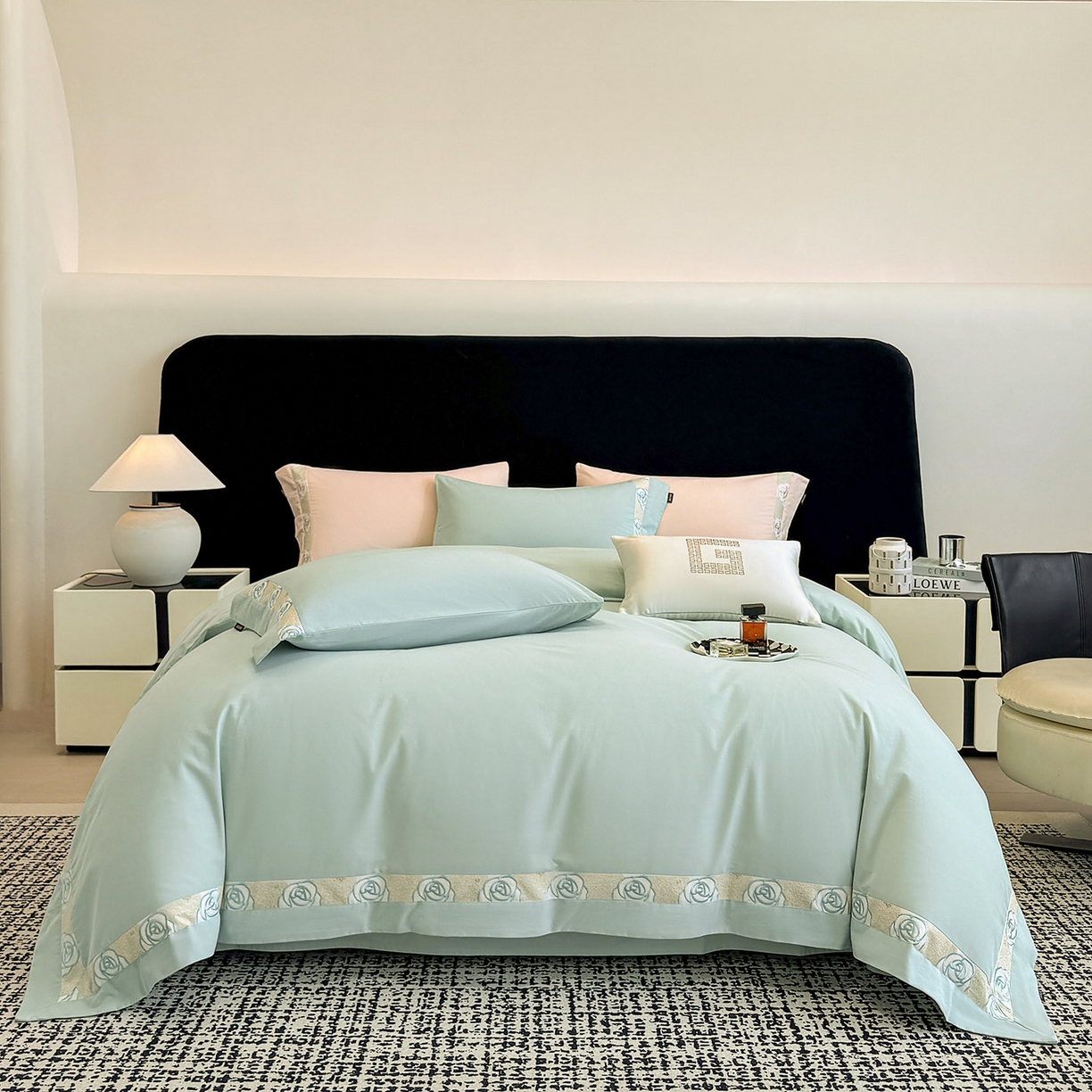 91家纺网 家纺一手货源 找家纺 （总）冬季新款A类长绒棉加厚磨毛全棉纯棉保暖刺绣高端轻奢风被套床单床上用品