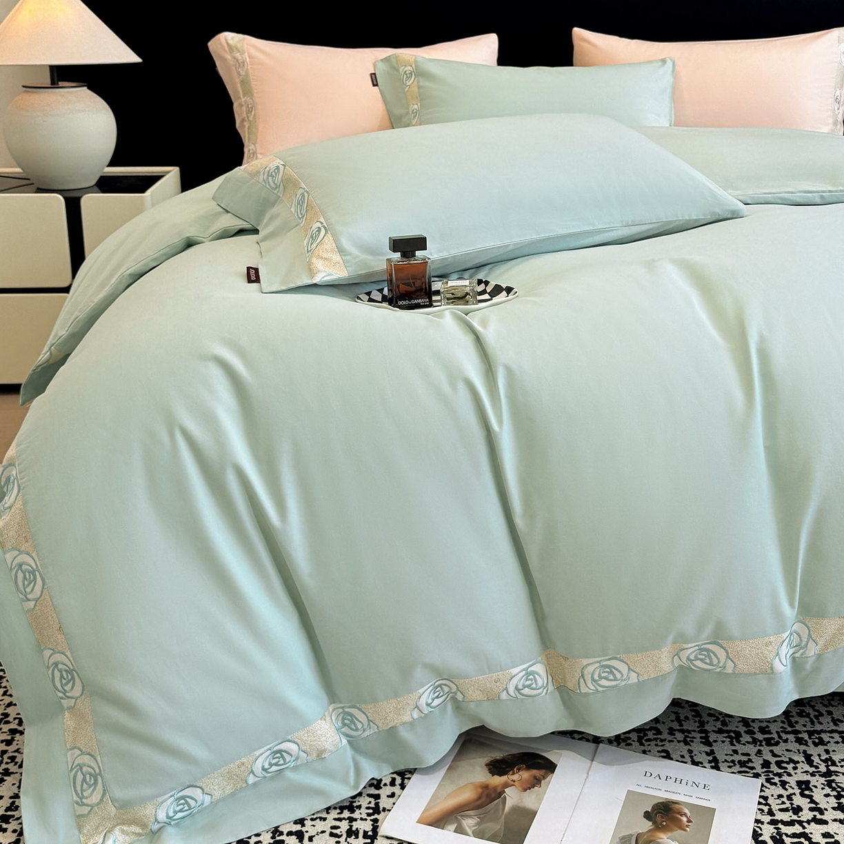 91家纺网 家纺一手货源 找家纺 （总）冬季新款A类长绒棉加厚磨毛全棉纯棉保暖刺绣高端轻奢风被套床单床上用品