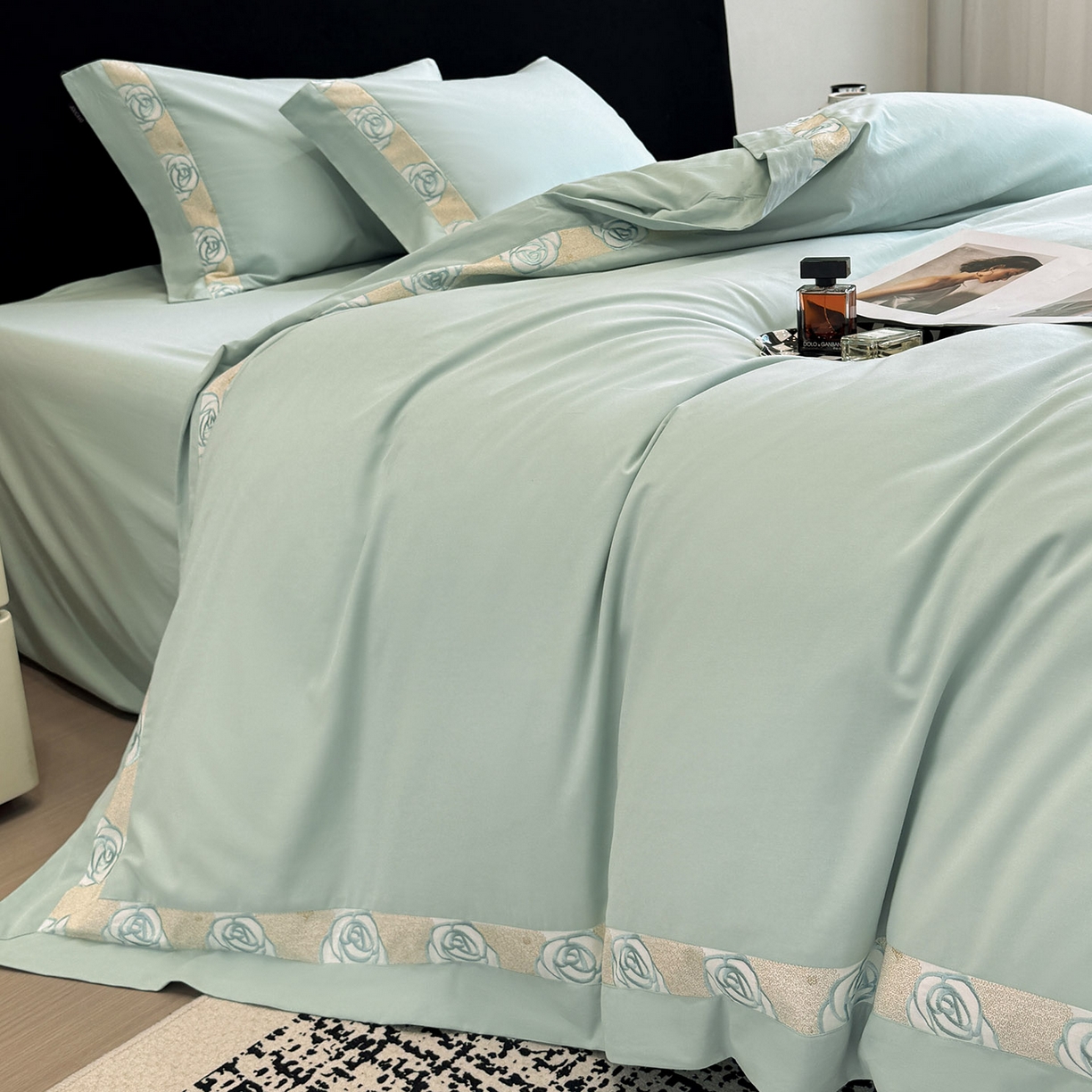 91家纺网 家纺一手货源 找家纺 （总）冬季新款A类长绒棉加厚磨毛全棉纯棉保暖刺绣高端轻奢风被套床单床上用品