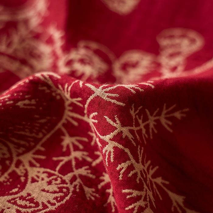 91家纺网 家纺一手货源 找家纺 安莱生活 2025新品全棉色织提花（大红婚庆 ）四件套 囍韵繁花