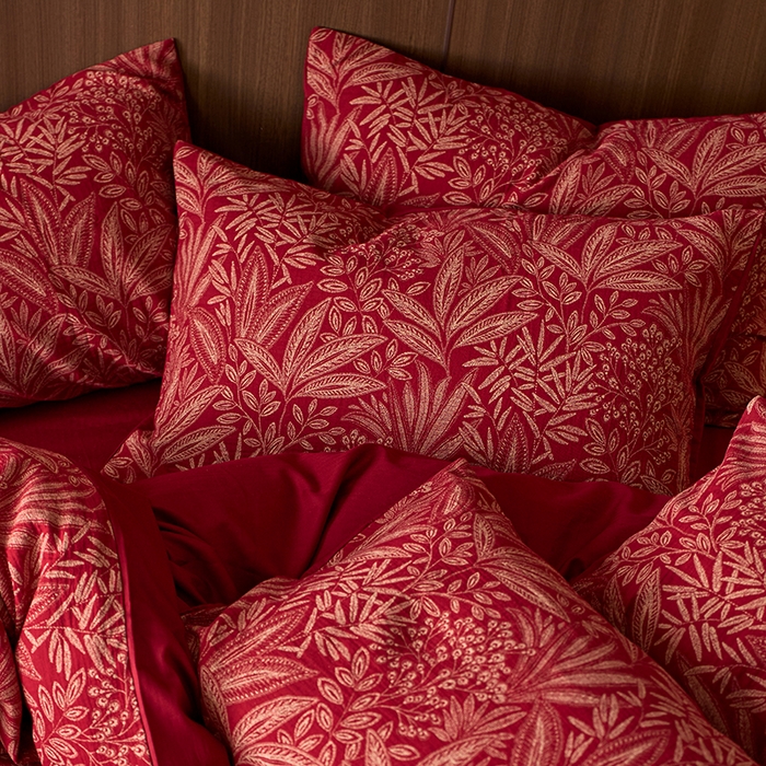 91家纺网 家纺一手货源 找家纺 安莱生活 2025新品全棉色织提花（大红婚庆 ）四件套 叶语传喜