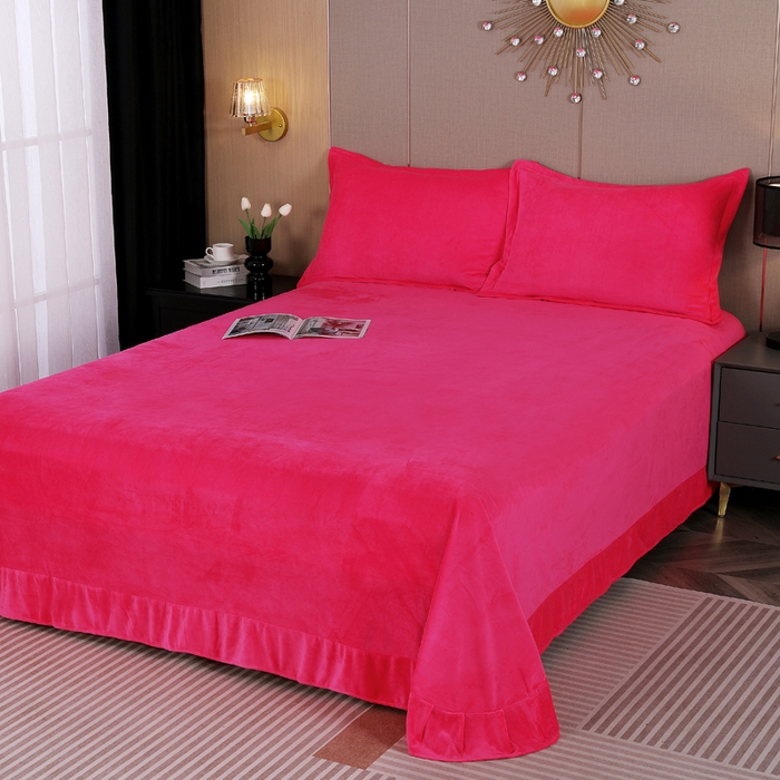 91家纺网 家纺一手货源 找家纺 （总）紫月轩 2025新款高克重白拉毛花边水晶绒四件套