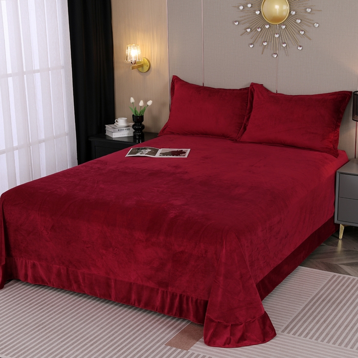 91家纺网 家纺一手货源 找家纺 （总）紫月轩 2025新款高克重白拉毛花边水晶绒四件套