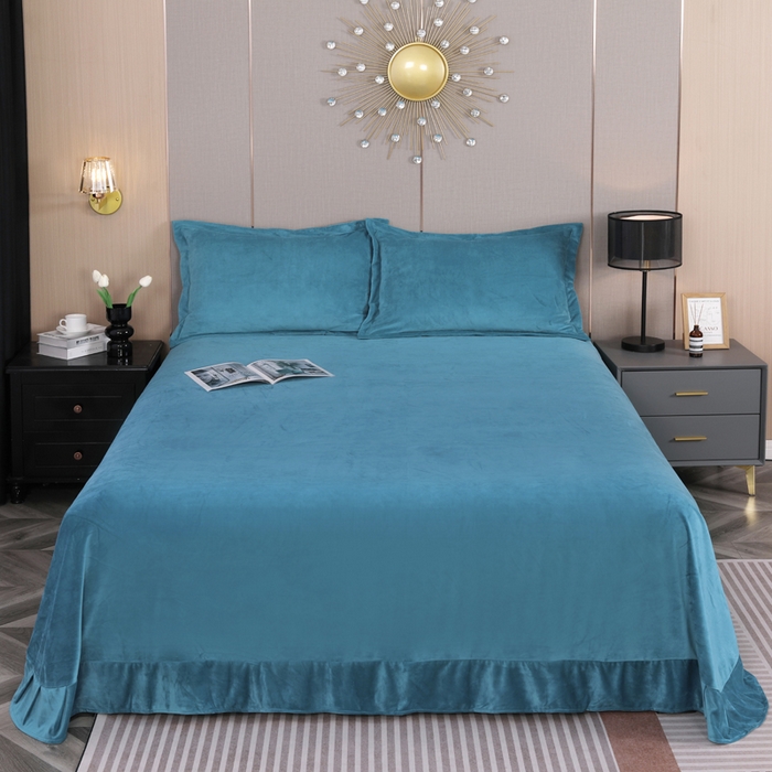 91家纺网 家纺一手货源 找家纺 （总）紫月轩 2025新款高克重白拉毛花边水晶绒四件套