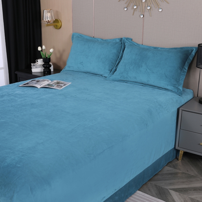 91家纺网 家纺一手货源 找家纺 （总）紫月轩 2025新款高克重白拉毛花边水晶绒四件套