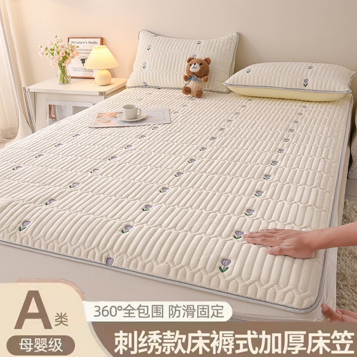 91家纺网 家纺一手货源 找家纺 （总）云木里家居 2025轻奢纯色0.5加厚乳胶凉席平铺三件套四件套