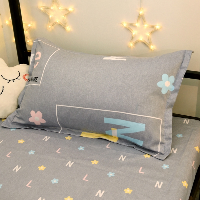 91家纺网 家纺一手货源 找家纺 朵希曼2025新款全棉13372学生三件套系列 恬爱.灰