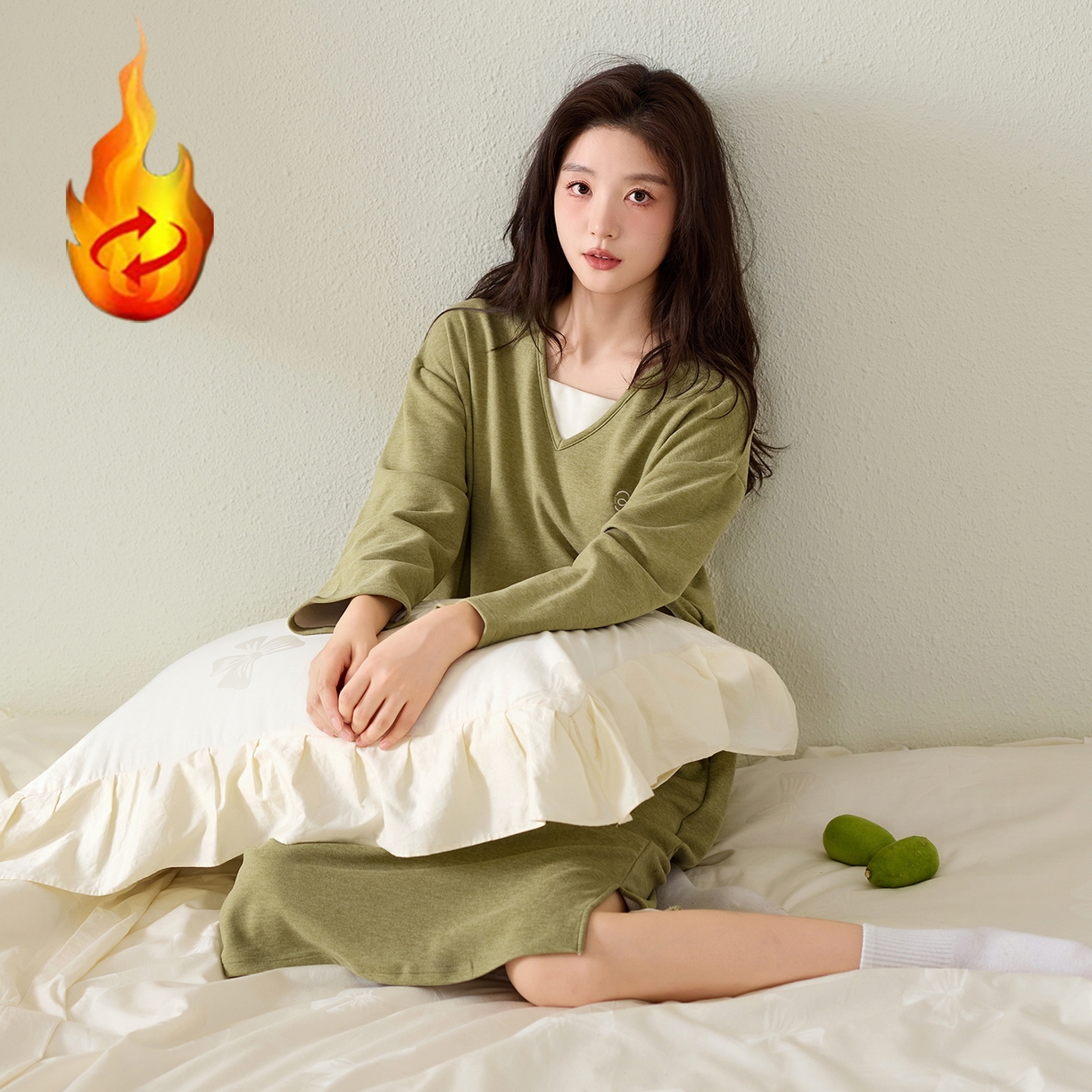 91家纺网 家纺一手货源 找家纺 洛兰沙家居馆 2025新款睡裙女冬季保暖长袖睡衣裙宽松休闲学生套头家居服可外穿 42287