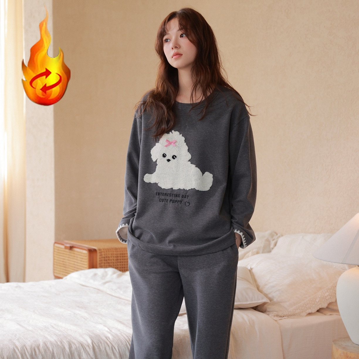 91家纺网 家纺一手货源 找家纺 （总）洛兰沙家居馆 只代发德绒加厚300克春秋新款女款套头居家睡裙休闲宽松家居服